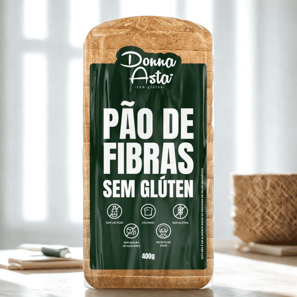 Pão de Fibras Sem Glúten/Açúcar/Lactose - 400g - Donna Asta