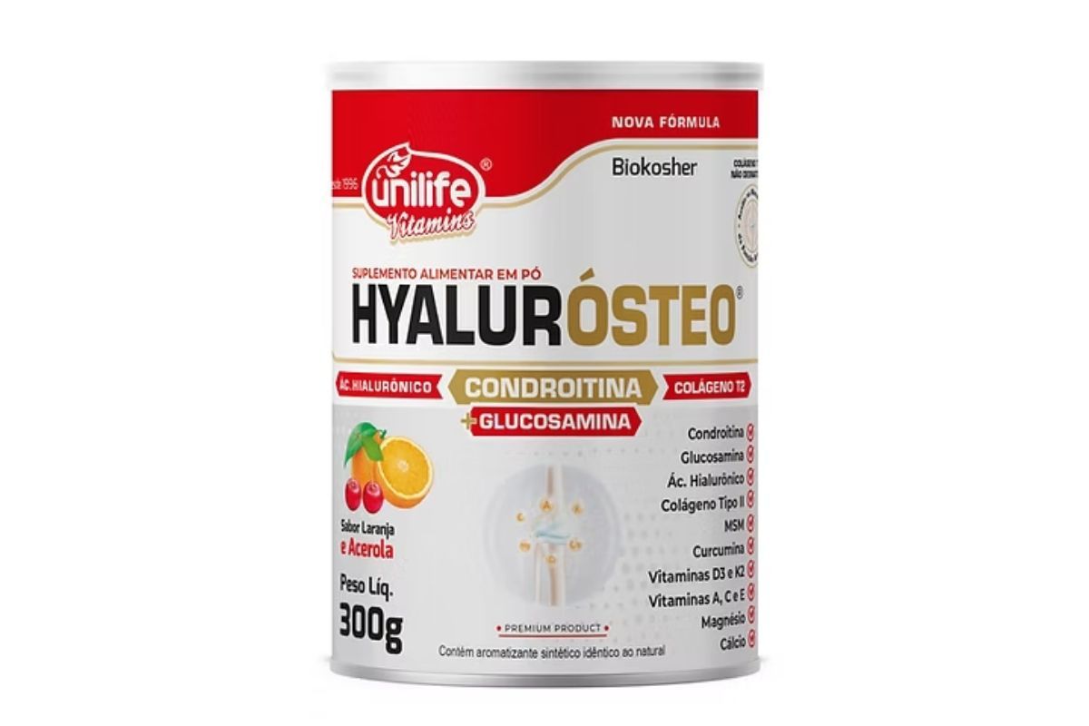 Hyalurósteo + Condroitina Solúvel - Sabor Laranja com Acerola 300g - Unilife