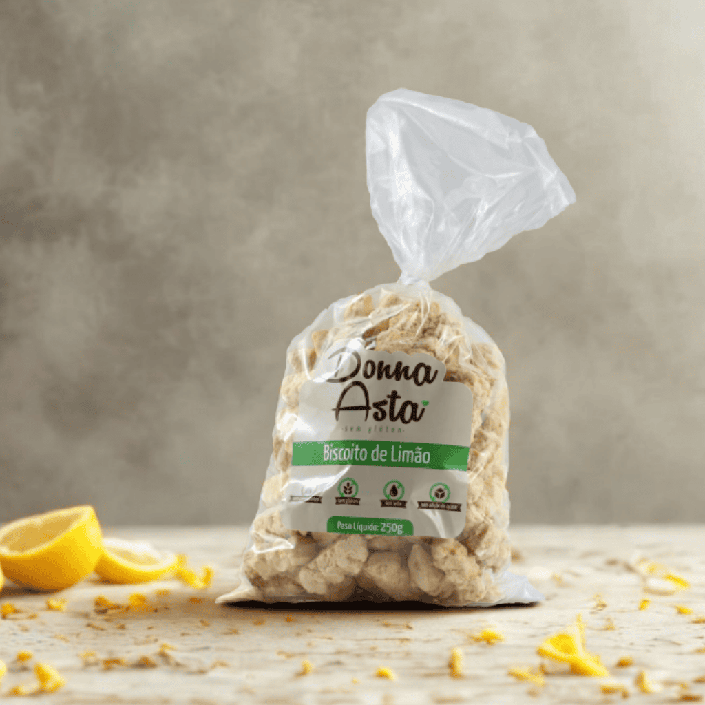 Biscoito de Limão Sem Glúten Zero Açúcar - 250g - Donna Asta