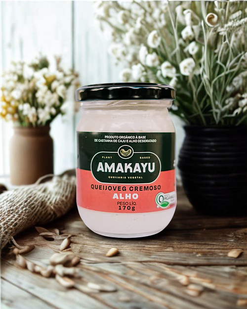 Queijo Cremoso Vegano Alho - 170g - Amakayu