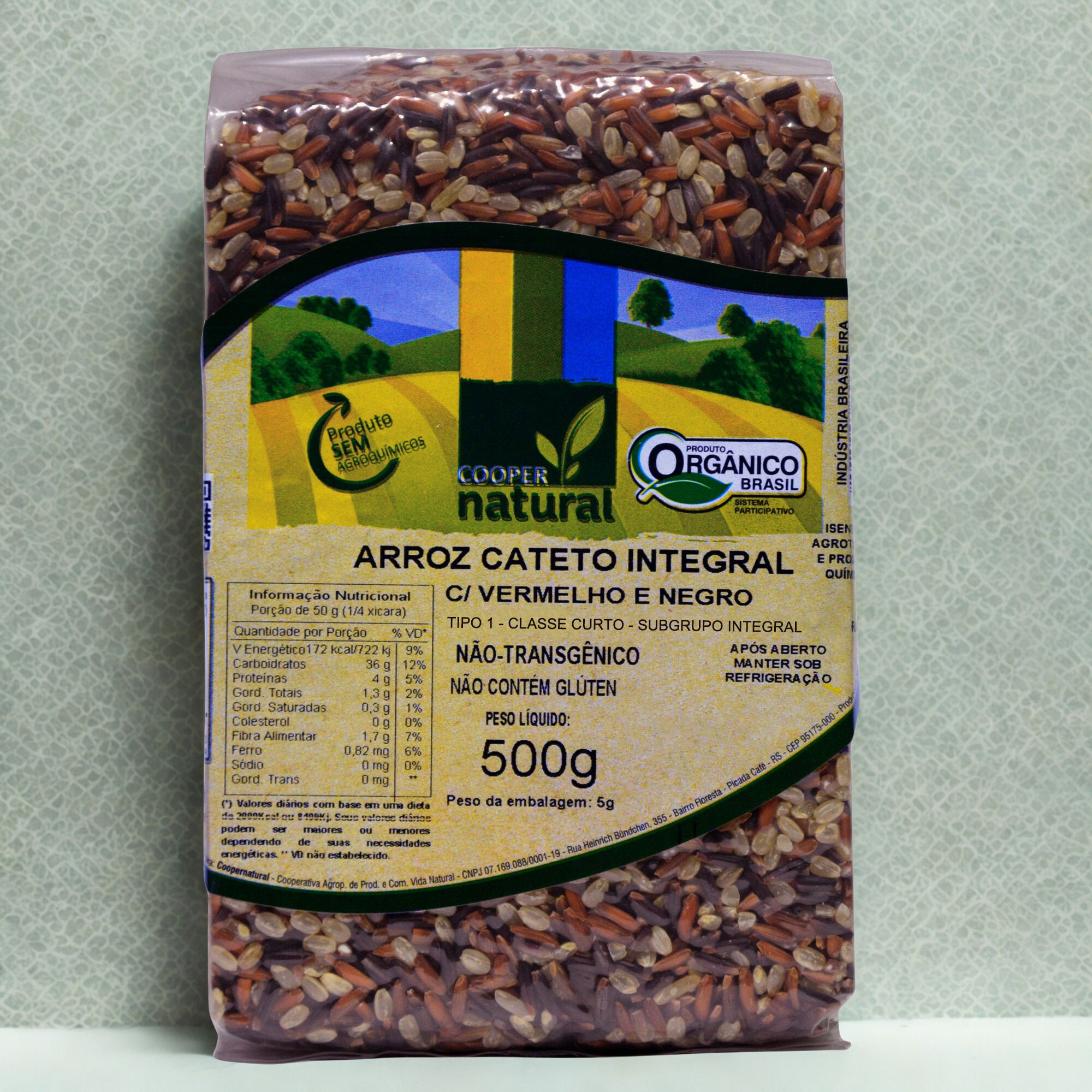 Arroz Cateto Integral com Vermelho e Negro - 500g - Coopernatural