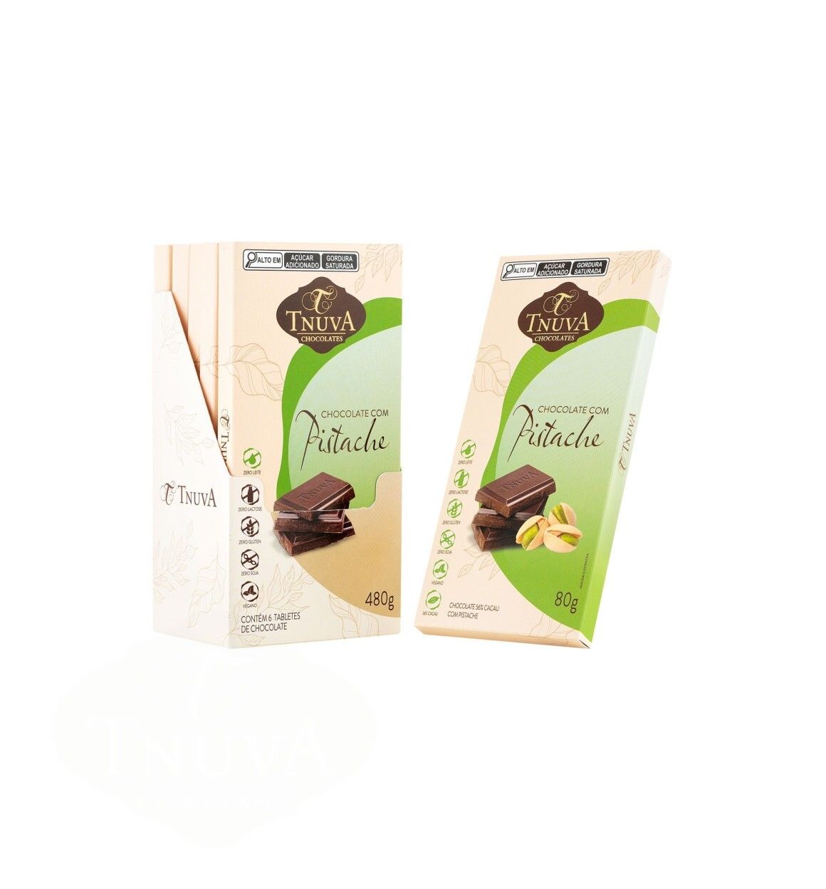 Display Tablete Chocolate Pistache - 6x 80g - Tnuva