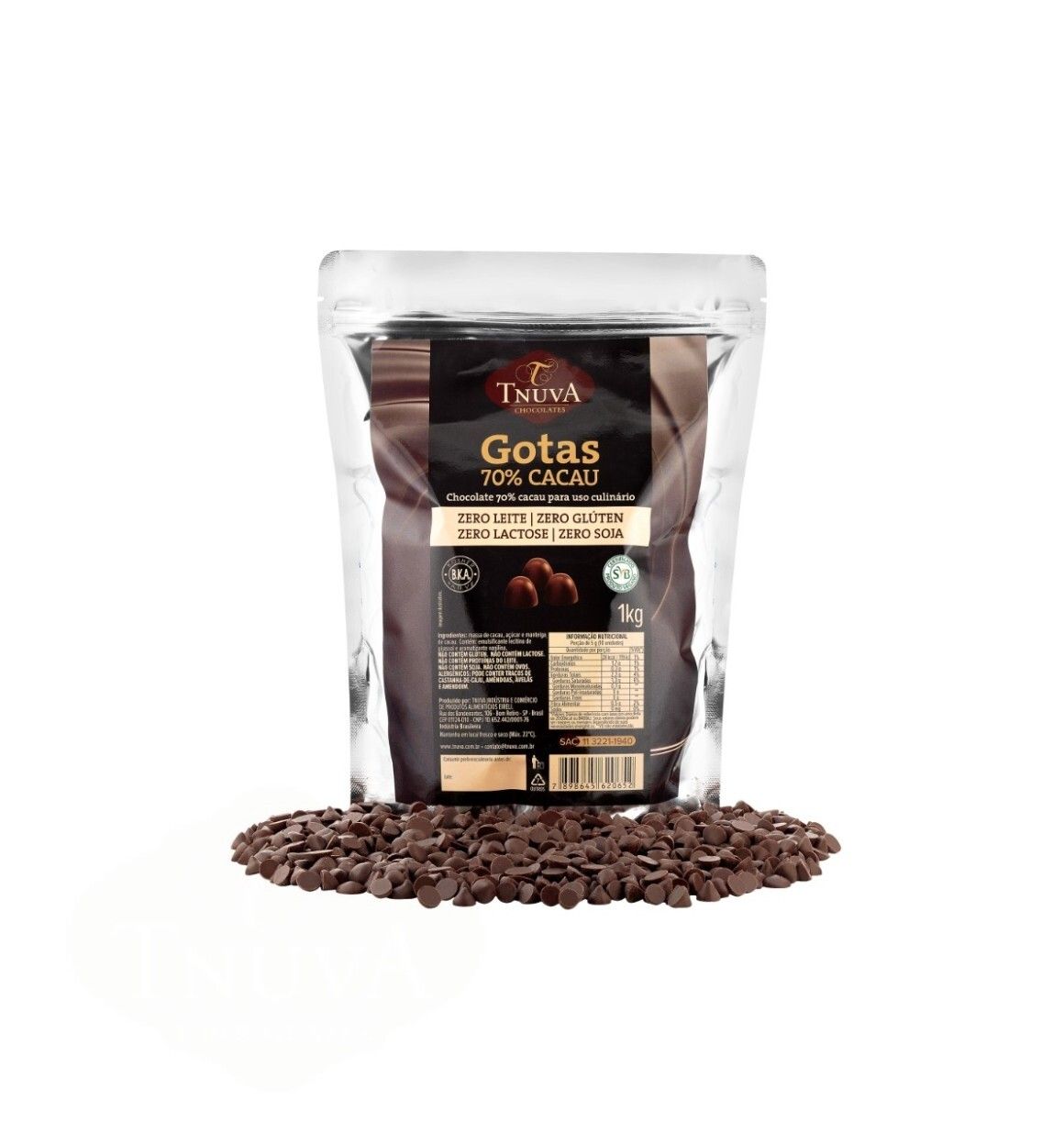 Gotas de Chocolate 70% Cacau Culinário - 1,01kg - Tnuva