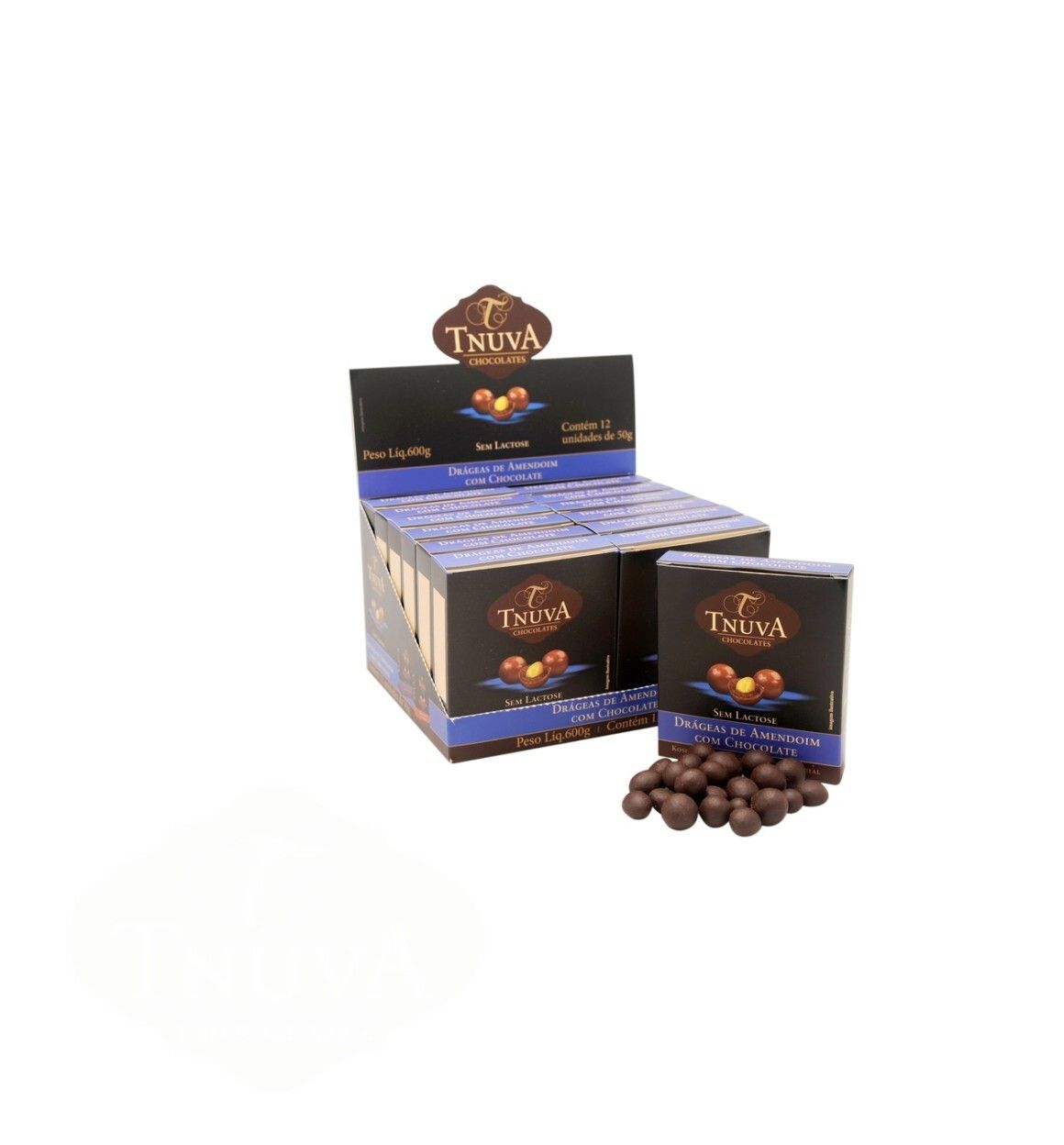 Display Amendoim Drageado Chocolate - 12x 50g - Tnuva