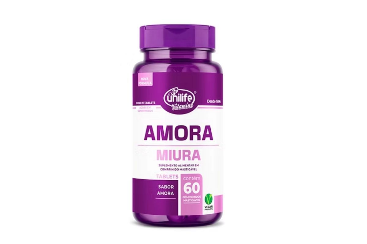 Amora Miura Mastigável + Vitaminas E, D e B12 - 60 Comp. - Unilife