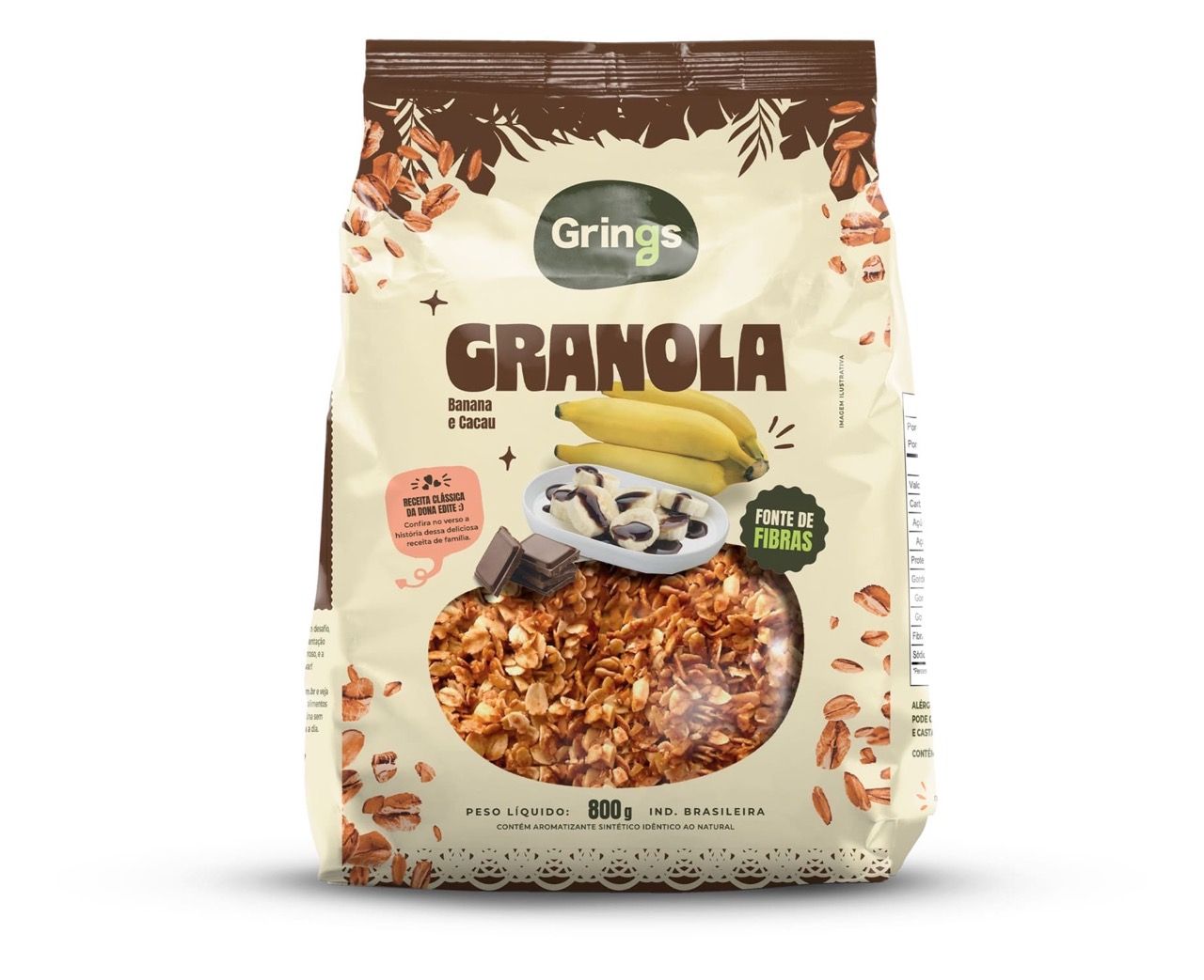 Granola - Banana e Cacau - 800g - Grings