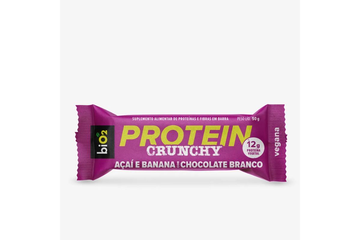 biO2 Protein Crunchy Açaí e Banana com Chocolate Branco 50 g