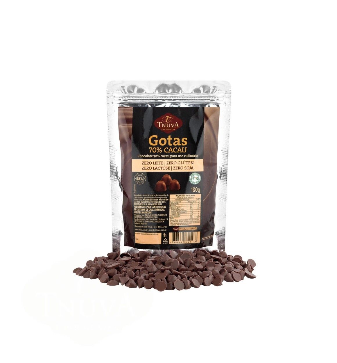 Gotas de Chocolate 70% Cacau Culinário - 180g - Tnuva