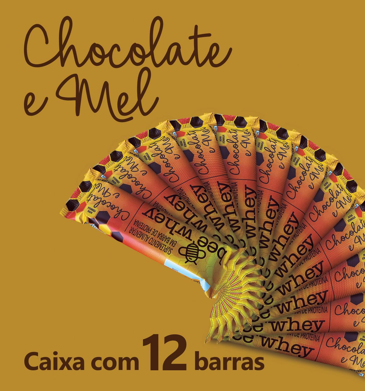 Barra de Proteína BeeWhey Chocolate e Mel | Caixa com 12 barras