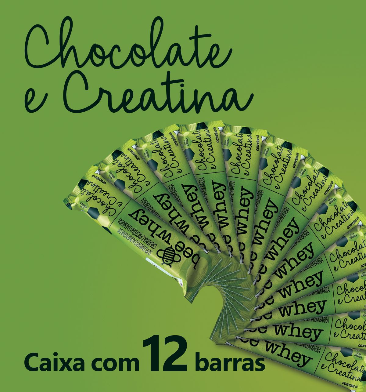 Barra de Proteína BeeWhey Chocolate + Creatina | Caixa com 12 barras