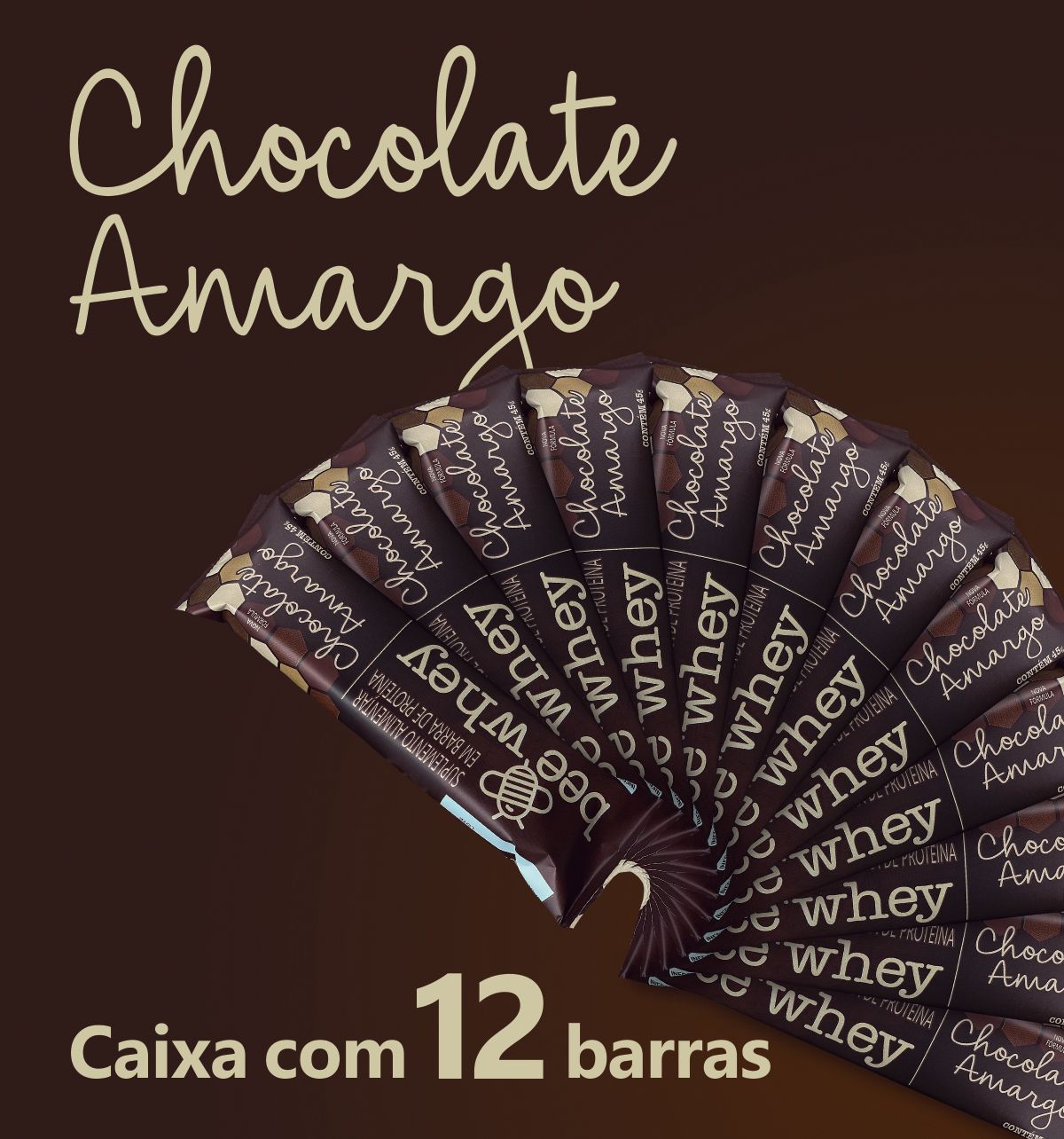 Barra de Proteína BeeWhey Chocolate Amargo | Caixa com 12 barras