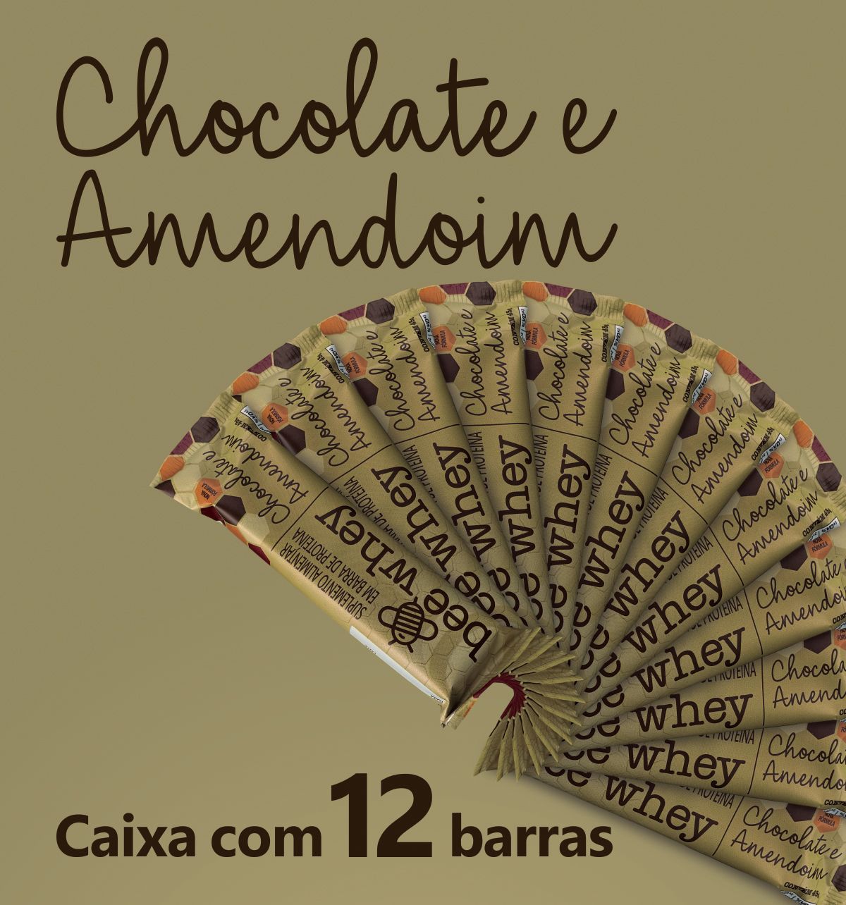 Barra de Proteína BeeWhey Chocolate e Amendoim | Caixa com 12 barras
