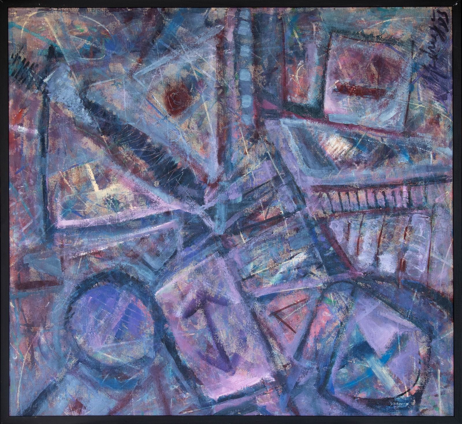 Madruga - Abstrato - Óleo sobre tela colado sobre placa - 107x99cm - a.c.i.d - 1985_com_moldura