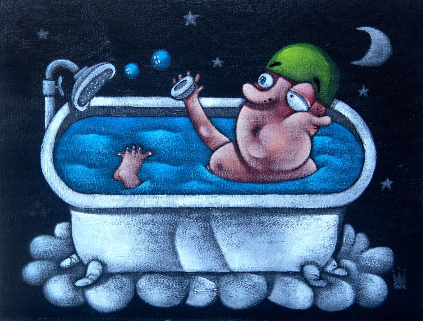 Clayton Silva - Banho de Lua - Oleo sobre tela - 30x40 cm - a.c.i.d./a.n.v. - 2019