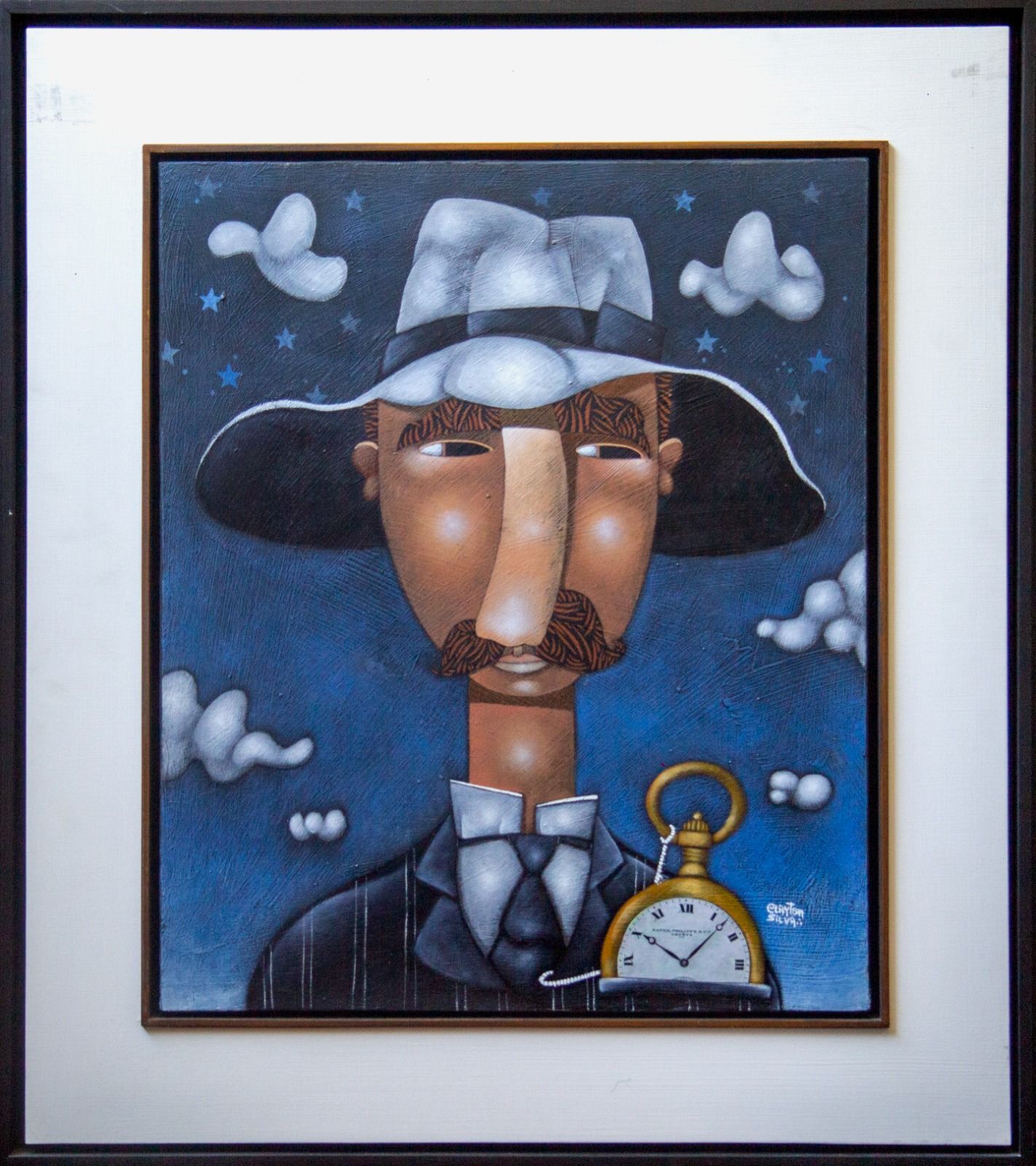 Clayton Silva - Hora de voar, homenagem a Santos Dumont - Oleo sobre tela - 60x50 cm - a.n.v. 