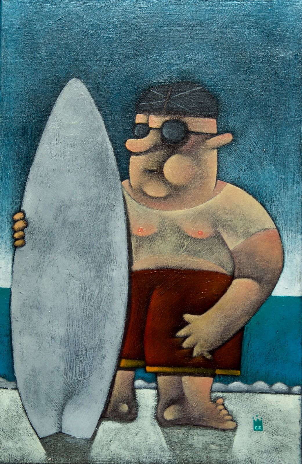 Clayton Silva - Tirando onda - Óleo sobre tela - 55x35cm - a.c.i.d e verso - 2019_com_moldura