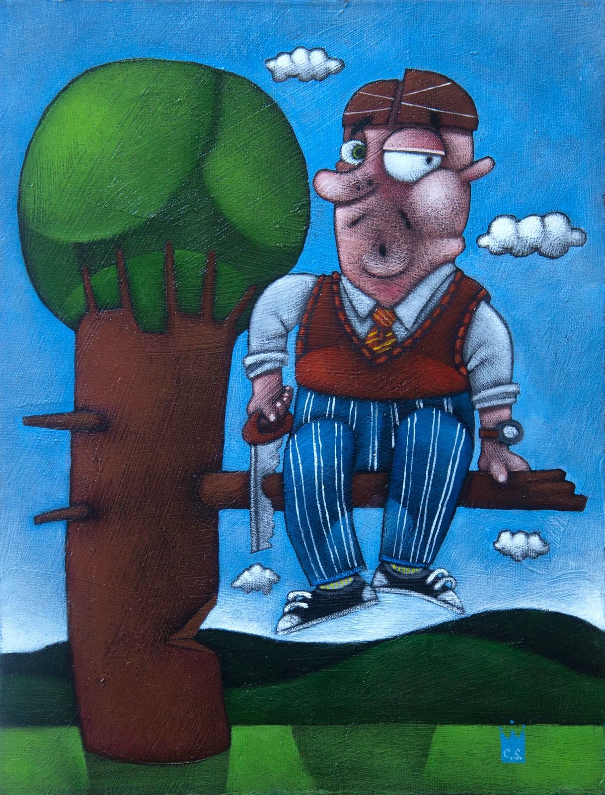 Clayton Silva - Homem Primata - Oleo sobre tela - 40x30 cm - a.c.i.d./a.n.v. - 2019