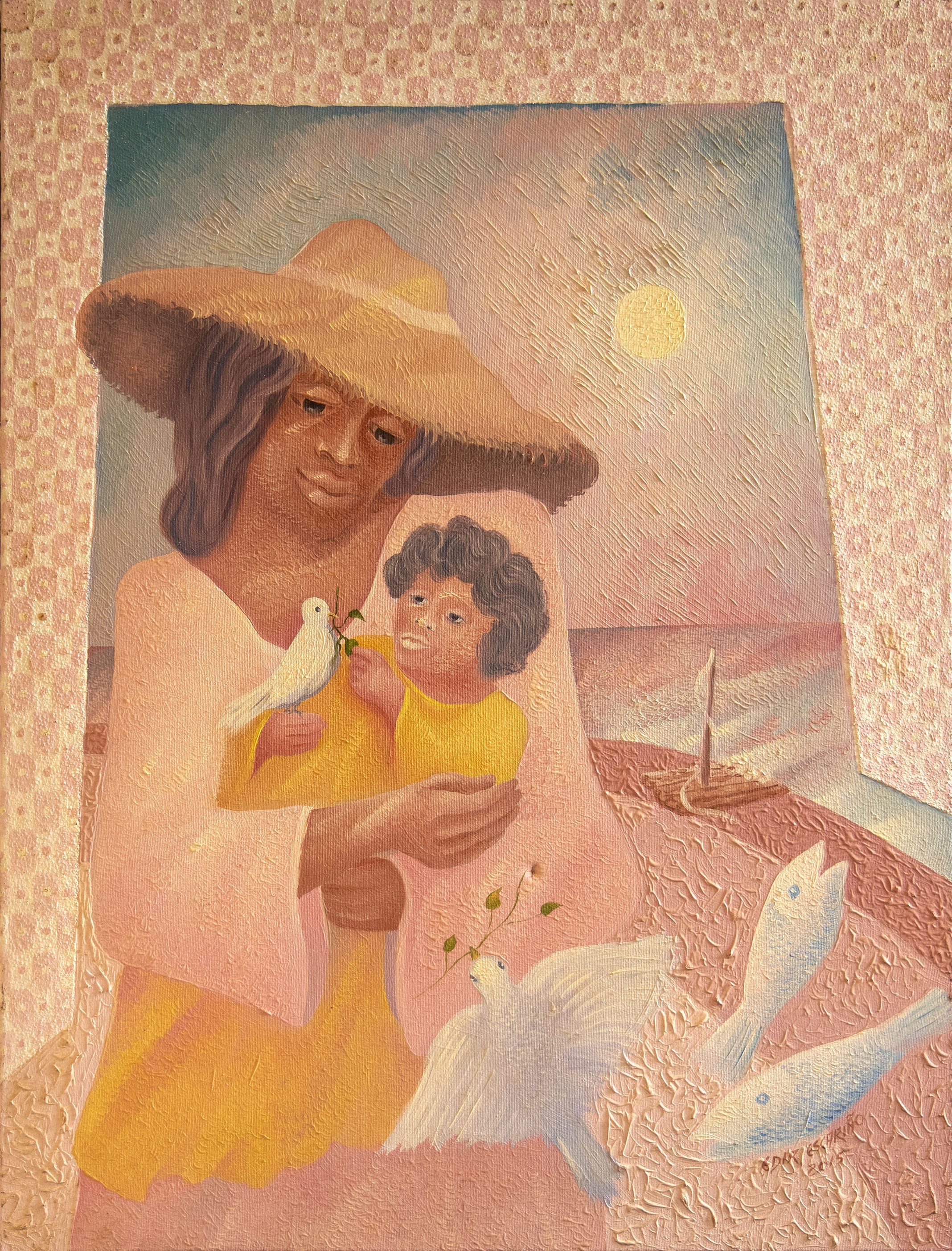 Edir Escarião - Maternidade - Óleo sobre tela - 80x60cm - a.c.i.d e verso