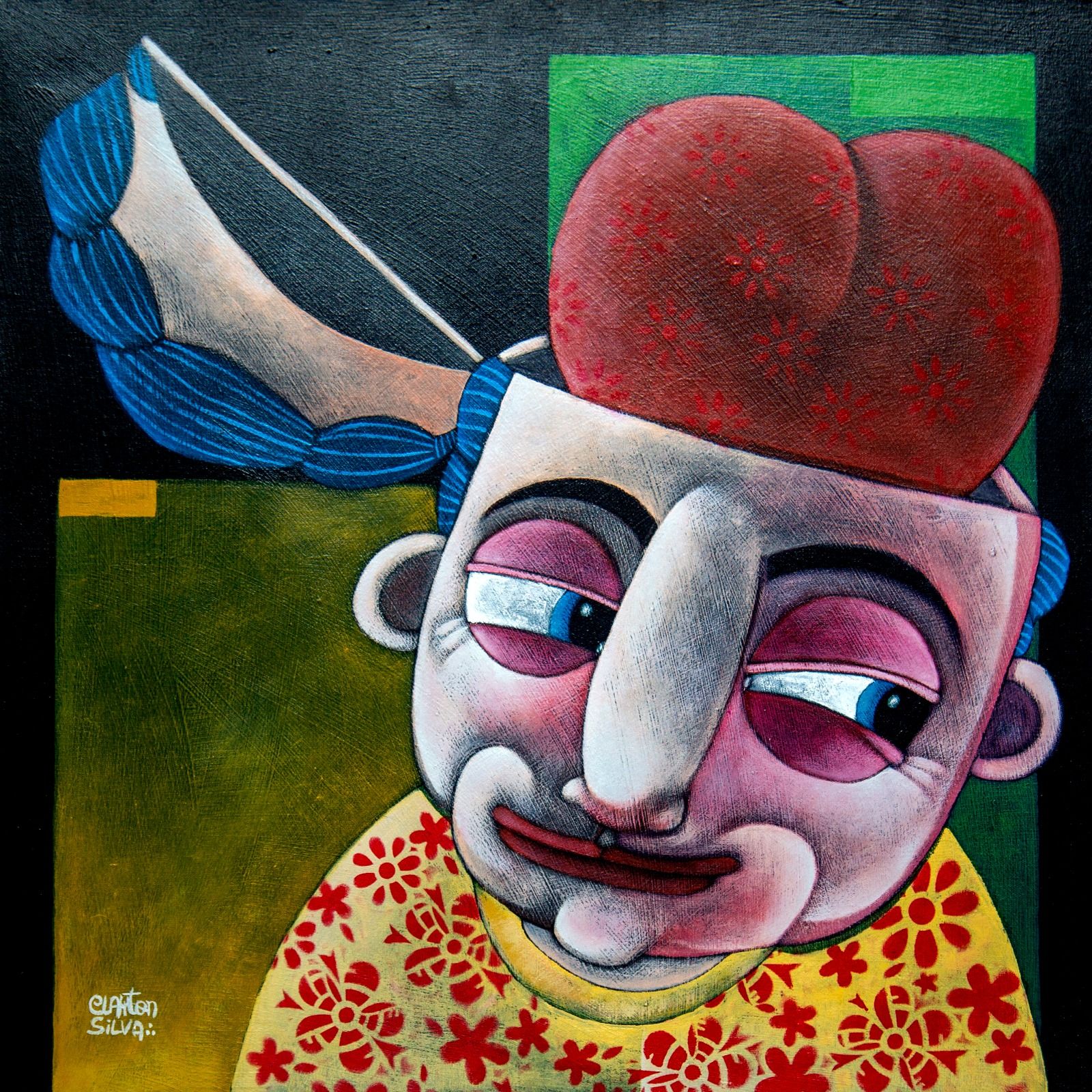 Clayton Silva - Só tenho cabeça para o amor  - Óleo sobre tela - 50x50cm - a.c.i.d e verso - 2016_com_moldura