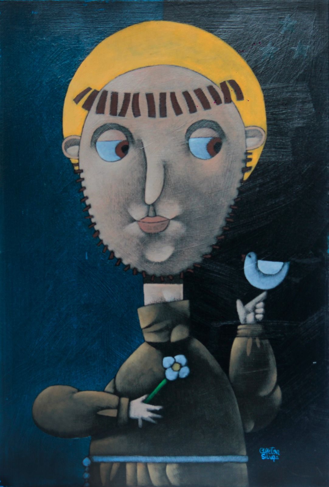Clayton Silva - Irmão Sol, Irmã Lua - Óleo sobre tela - 60x40cm - a.c.i.d e verso - 2014_com_moldura