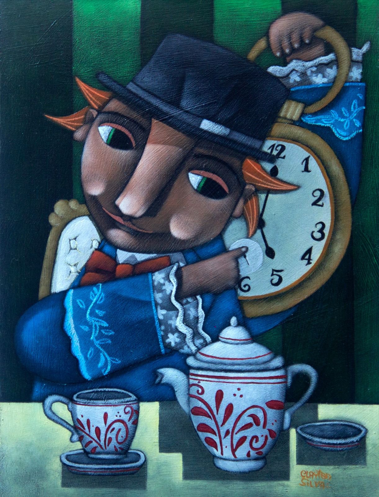 Clayton Silva - Hora do Cha - Oleo sobre tela - 40x30 cm - a.c.i.d./a.n.v. - 2018