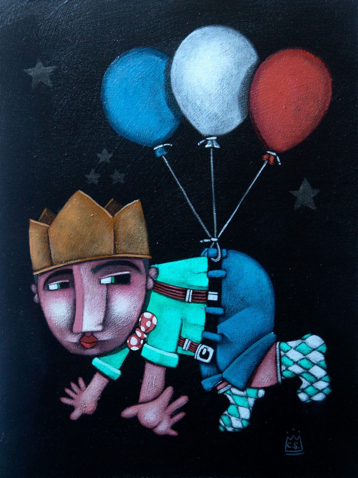 Clayton Silva - Le Petit Prince en ballons - Óleo sobre tela - 40x30cm - a.n.v - 2018_com_moldura