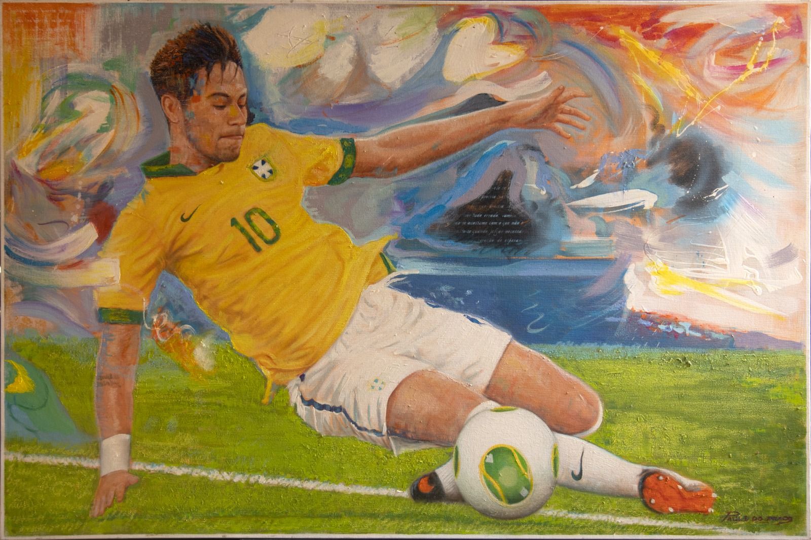 Paulo Prado - Neymar - Acrílica sobre tela - 80x120cm - a.n.v - 2018_com_moldura