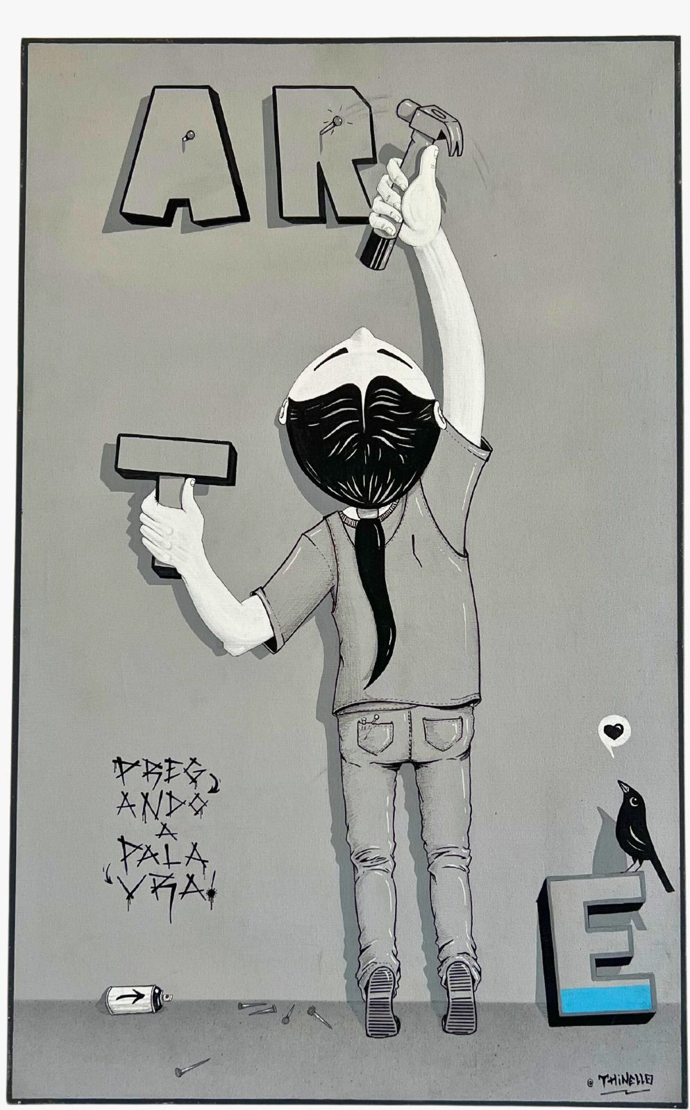 Thinello - Pregando a Palavra - Acrilica sobre tela - 80x50 cm - a.c.i.d. 