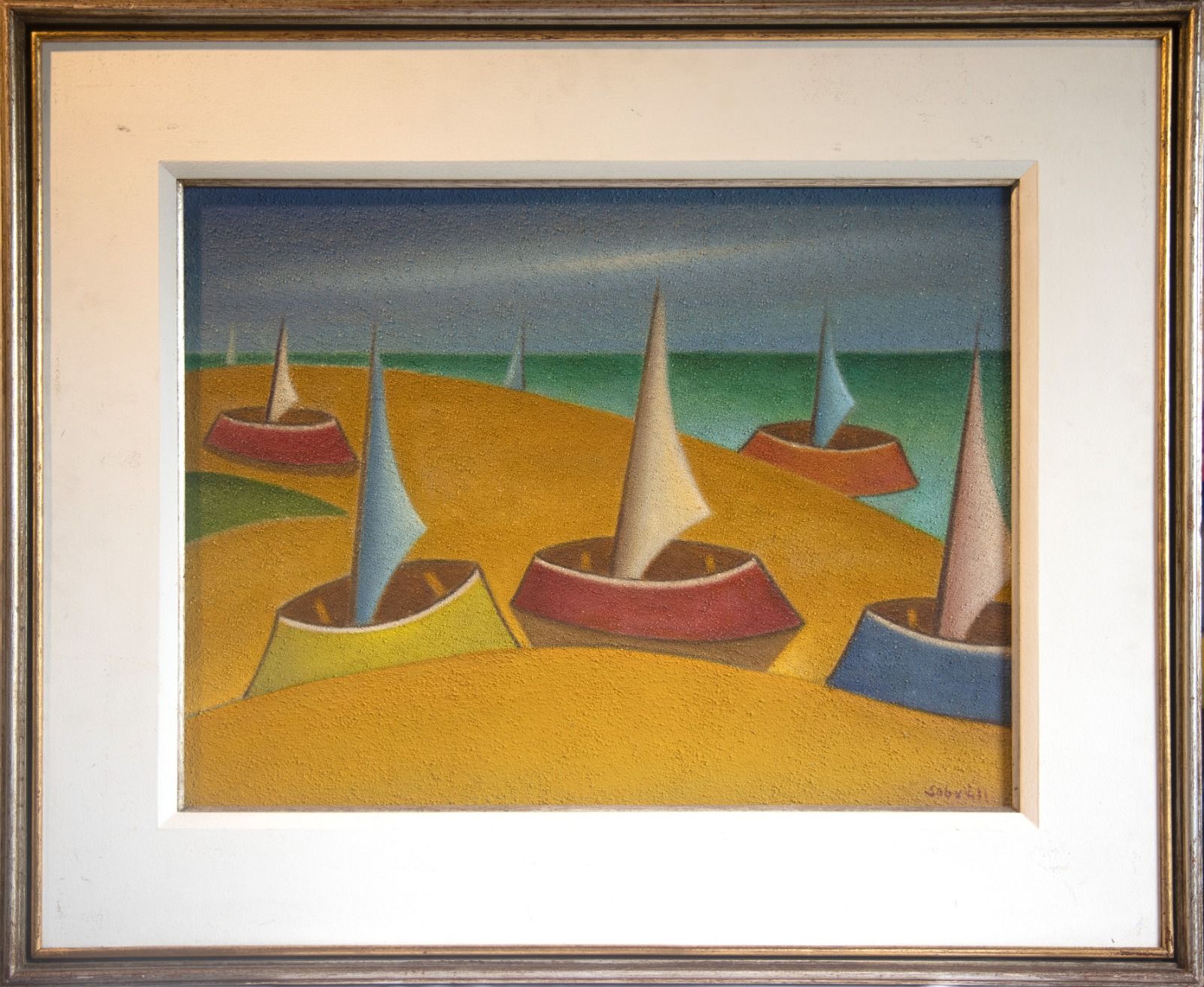 Francisco Sobral - Marinha Bossa Nova - Oleo sobre Eucatex - 47x26 cm - a.c.i.d./verso 