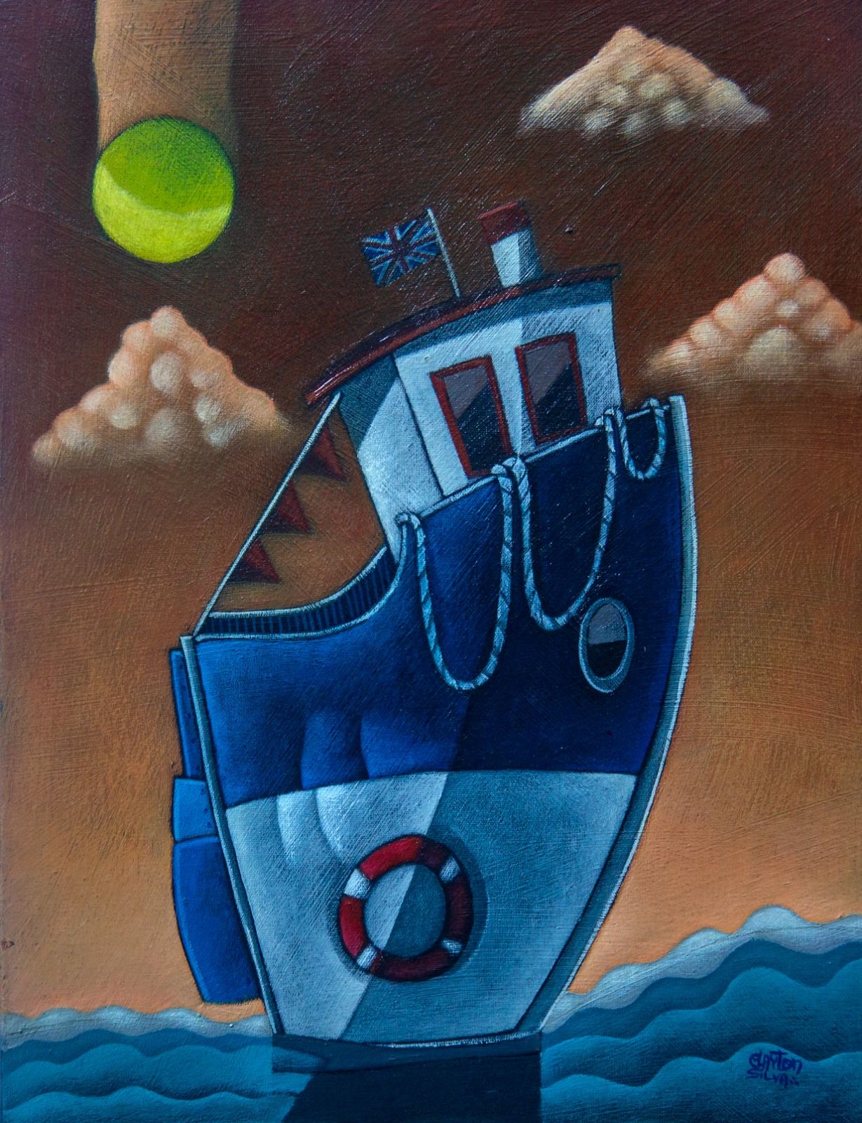 Clayton Silva - Marinha ao Por do Sol - Oleo sobre tela - 40x30 cm - a.c.i.d/a.n.v. - 2017
