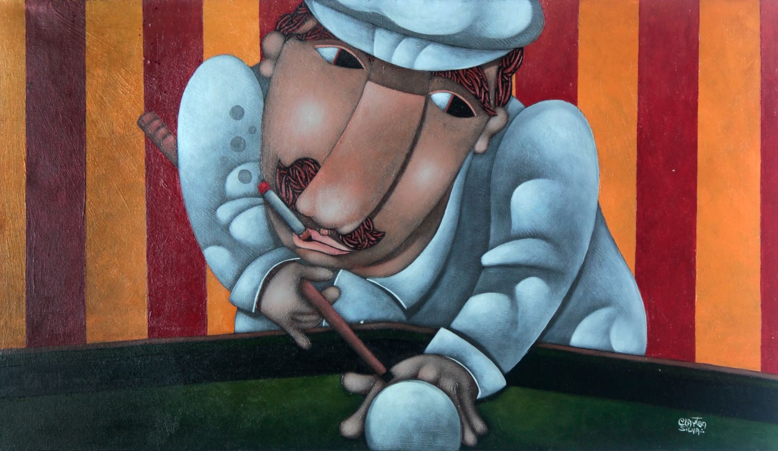 Clayton Silva - Sinuca de Bico - Oleo sobre tela - 40x70 cm - a.c.i.d./verso - 2017