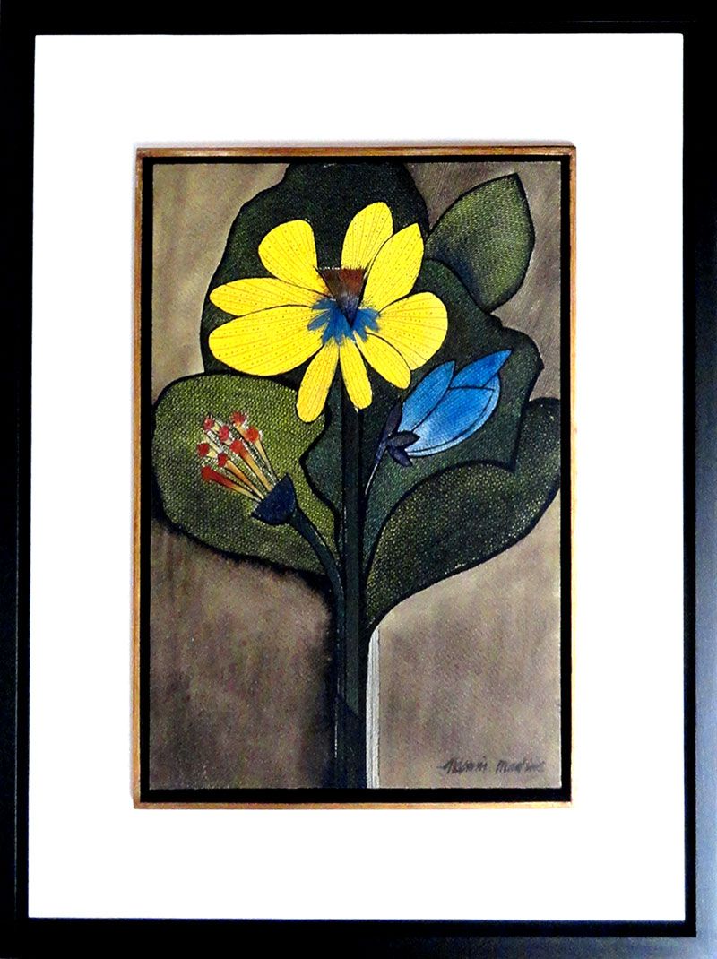 Aldemir Martins - Flor Amarela- Década de 2000 -  Giclée - 52x37cm - Assinatura Canto Inferior Direito