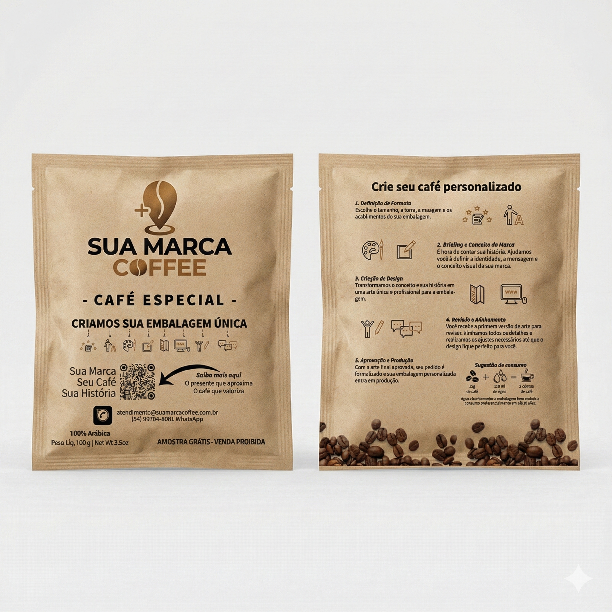 SUA MARCA COFFEE | Café personalizado Sachê Kraft 10g