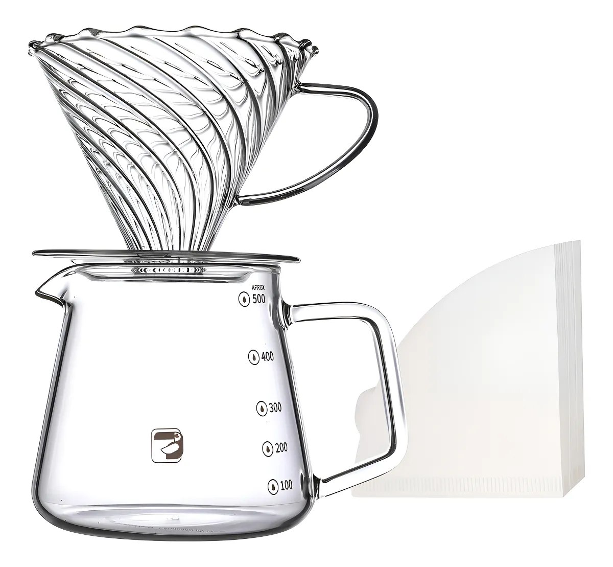 Conjunto Coador de Café V60 + 50pcs V01 Filtro de Café