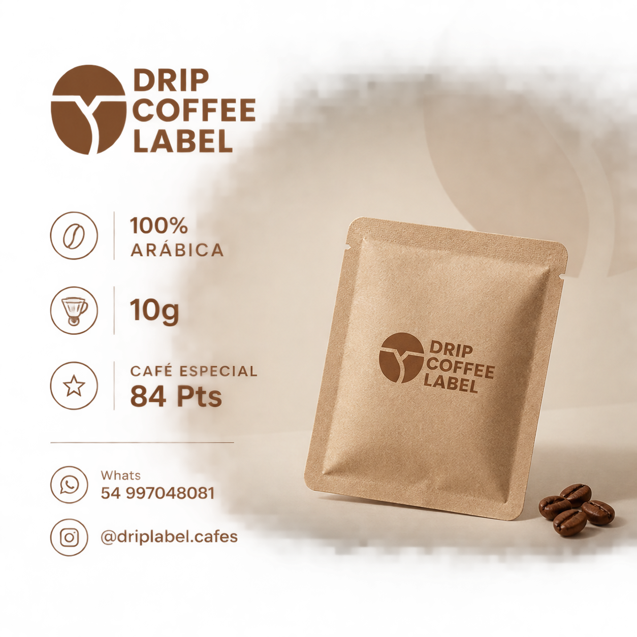 Drip Coffee Dale | Café personalizado Sachê Kraft 50 Unidades