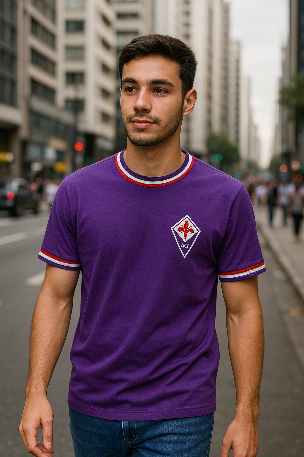 Camisa Casual Fiorentina – Elegância roxa em algodão suedine
