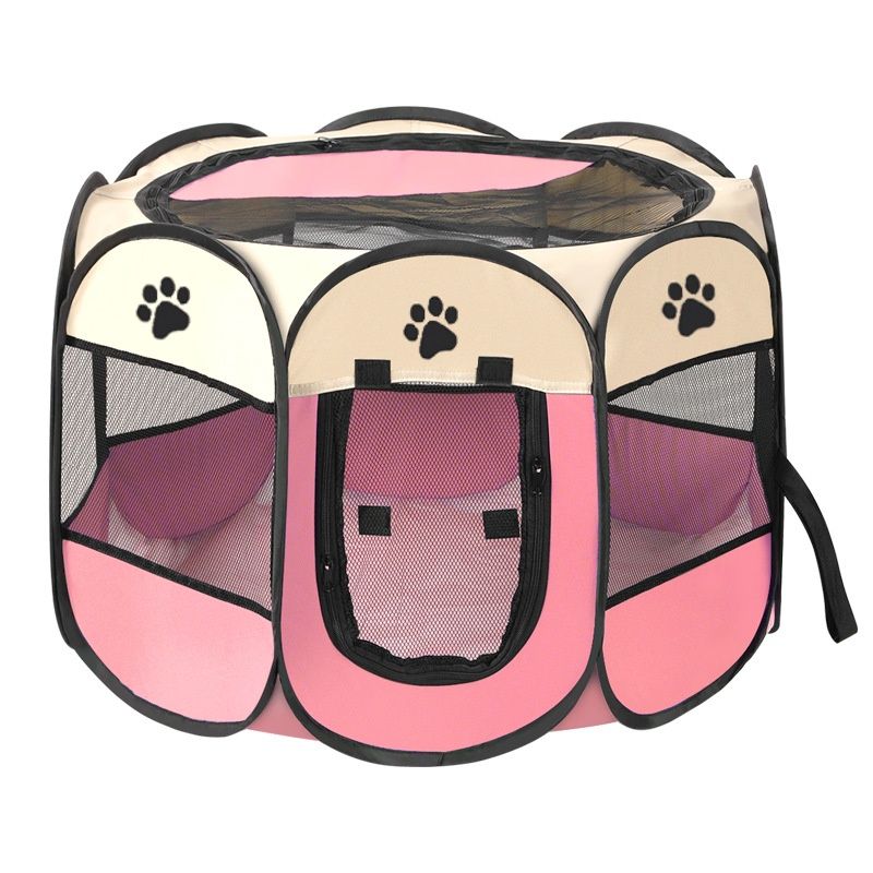 Cercado Dobrável Tamanho G Para Cães Gatos Portátil Arejado - Rosa