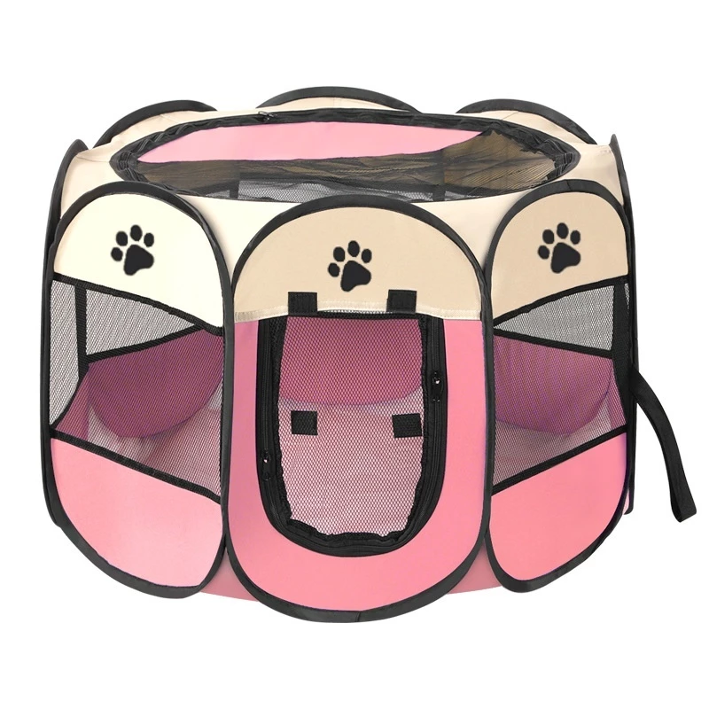 Cercado Dobrável Extra Grande Para Cães Gatos Portátil  - Rosa