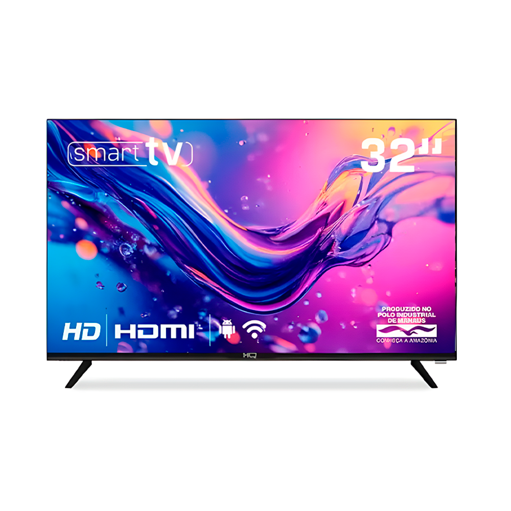 Smart TV HQ 32" HD tela sem bordas Androind 12 design slim HQS32NKHM