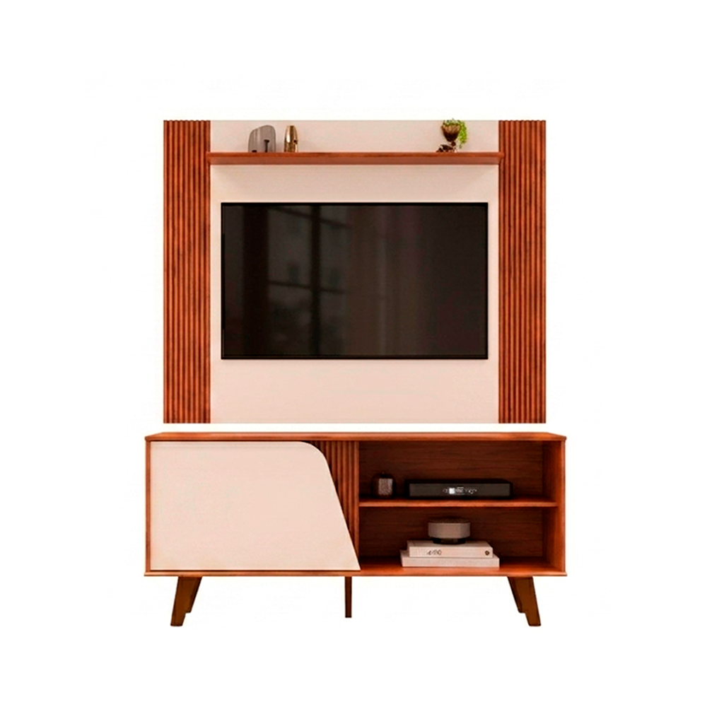 Rack com Painel Iris Freijo/Off White DJ Moveis
