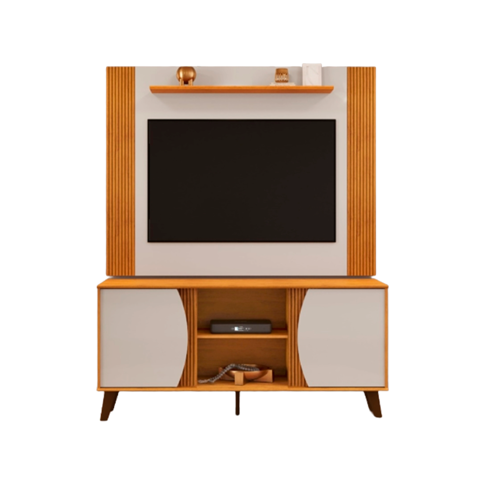 Rack com Painel Domo Cedro Bali Dj Moveis