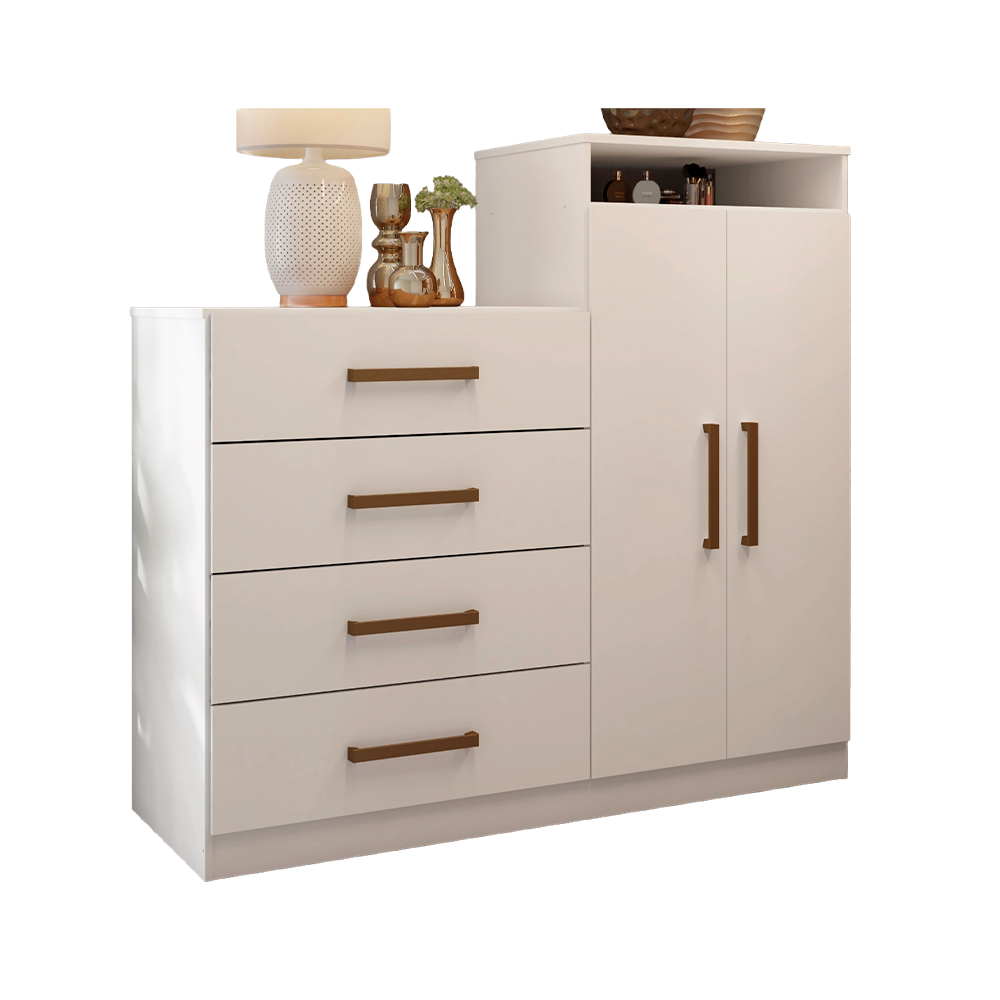 Comoda 2P 4G Aurea Com Pe Branco Demobile