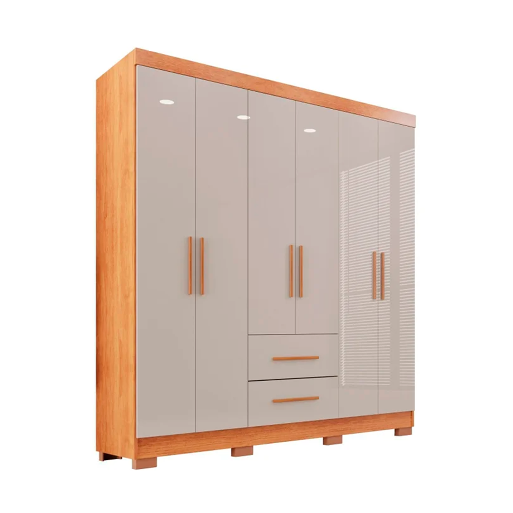 Roupeiro 6P Estrela Premium C/08 Pés S/Esp Cinamomo/Off Salleto