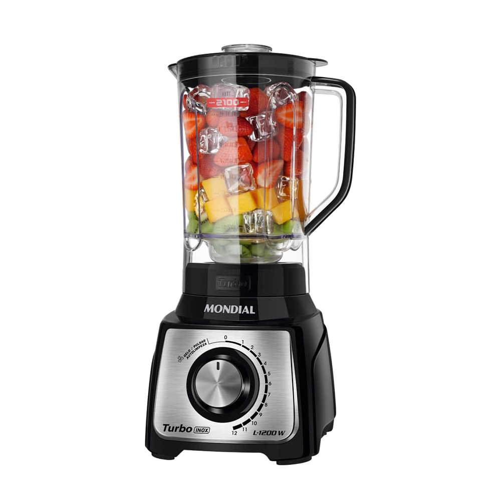 Liquidificador 12V Turbo L-1200 1200W Preto/Inox Mondial