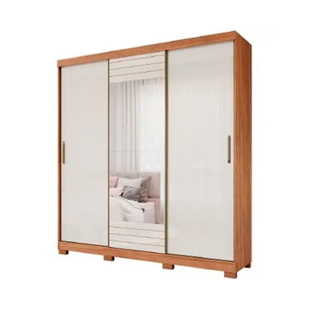 Roupeiro 3P Buzios Slide Glass Cafe Panan