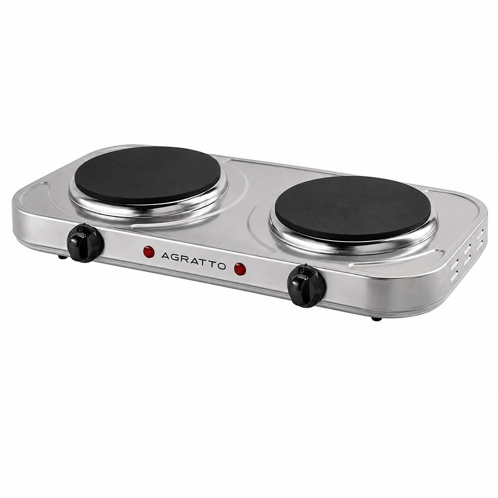 Fogão Elétrico de Mesa 2 Bocas Inox 2000W Agratto