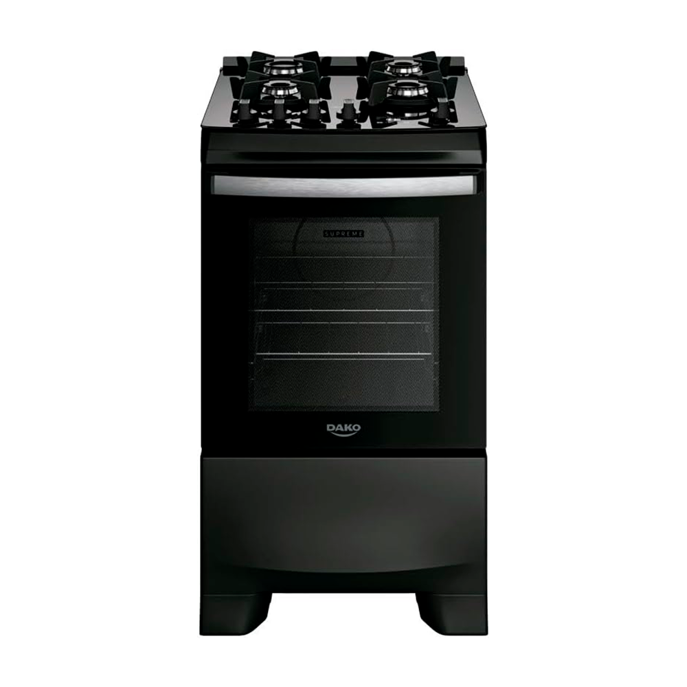 Fogão 4B Supreme Glass Preto Dako/Atlas
