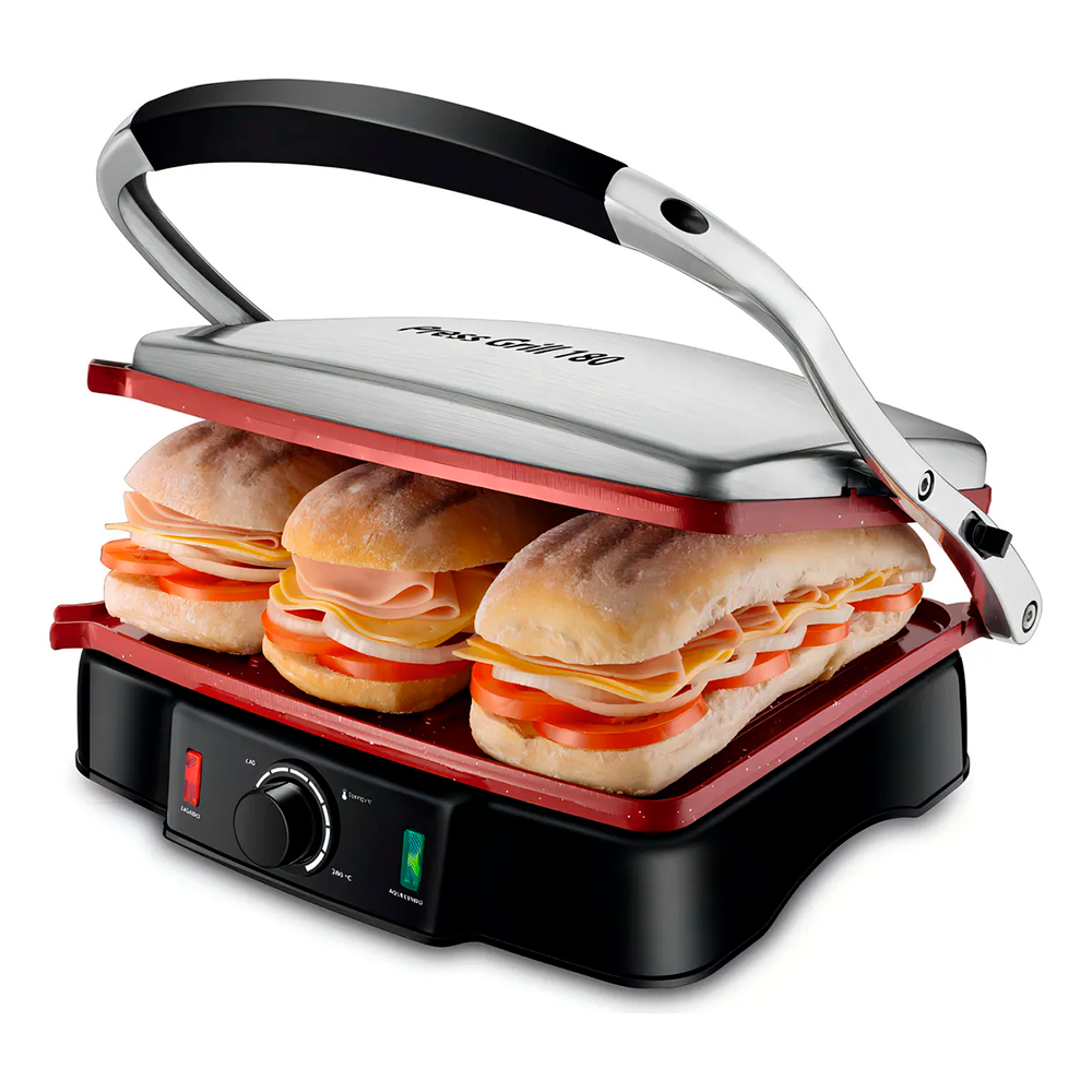 Press Grill Ceramic PG-02 220V Vermelho/Inox Mondial