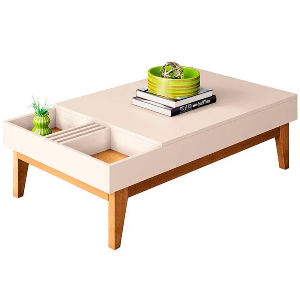 Mesa De Centro Vitta Off White/Cinamomo HB Moveis