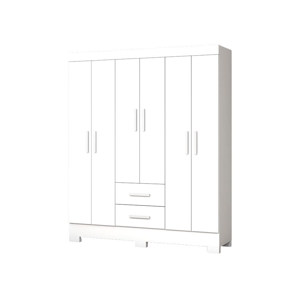 Roupeiro 6 Portas Olimpio com Pé Branco Josan